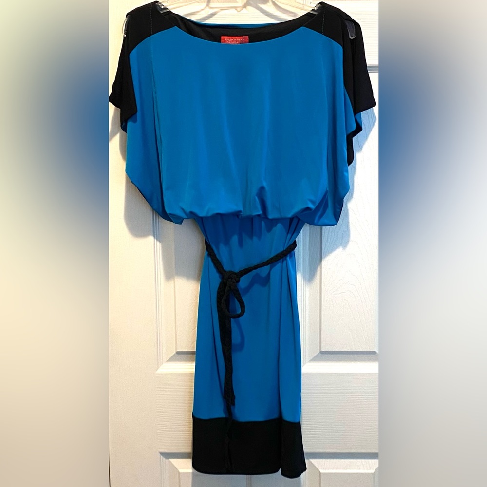 Signature by Sangria Teal and Black Dress Medium